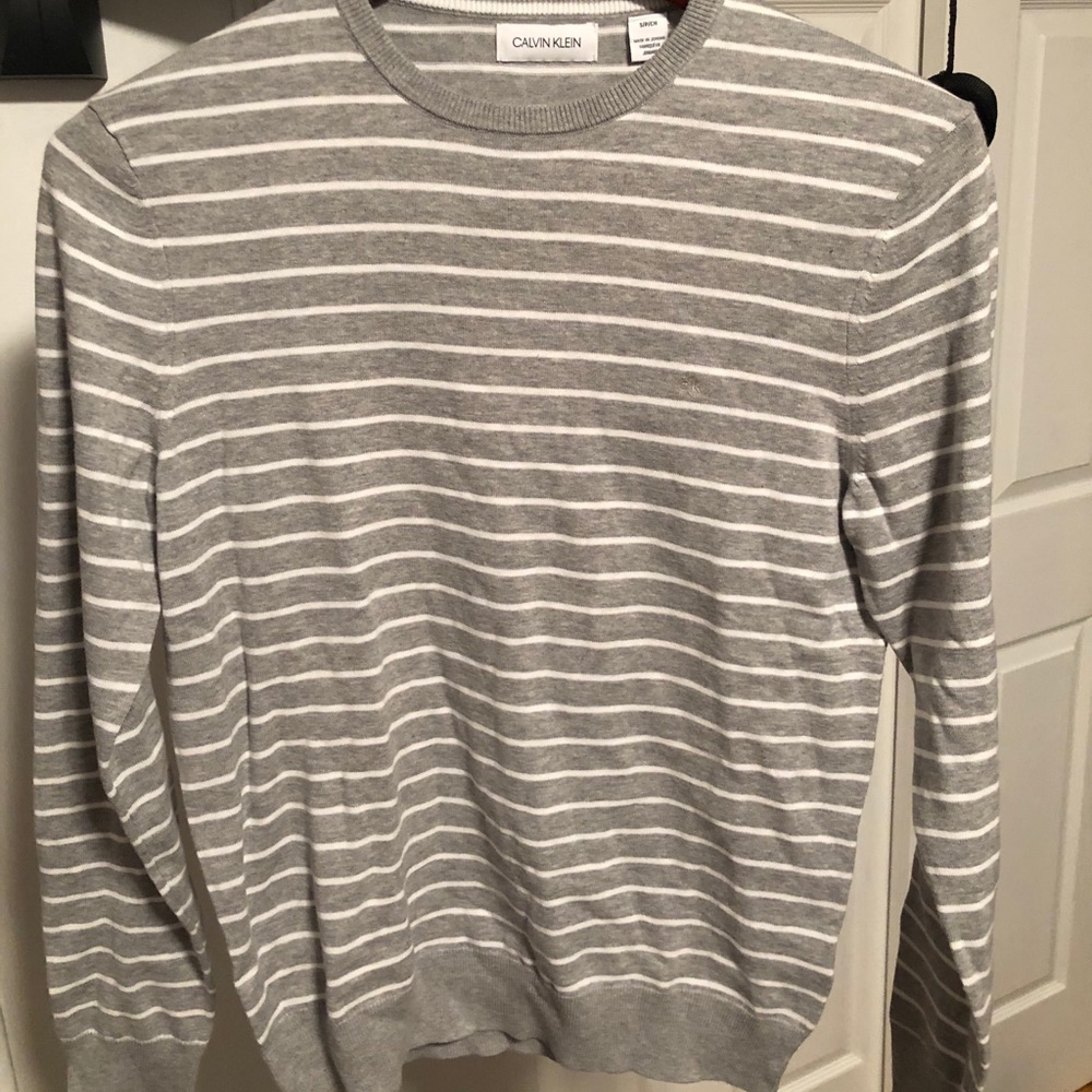NWOT Grey and White Striped Sweater